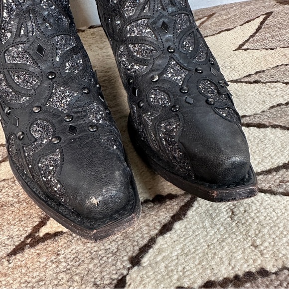 Corral glitter inlay c3423 Black Embellished Western Boots cowboy snip‎ - Picture 9 of 14